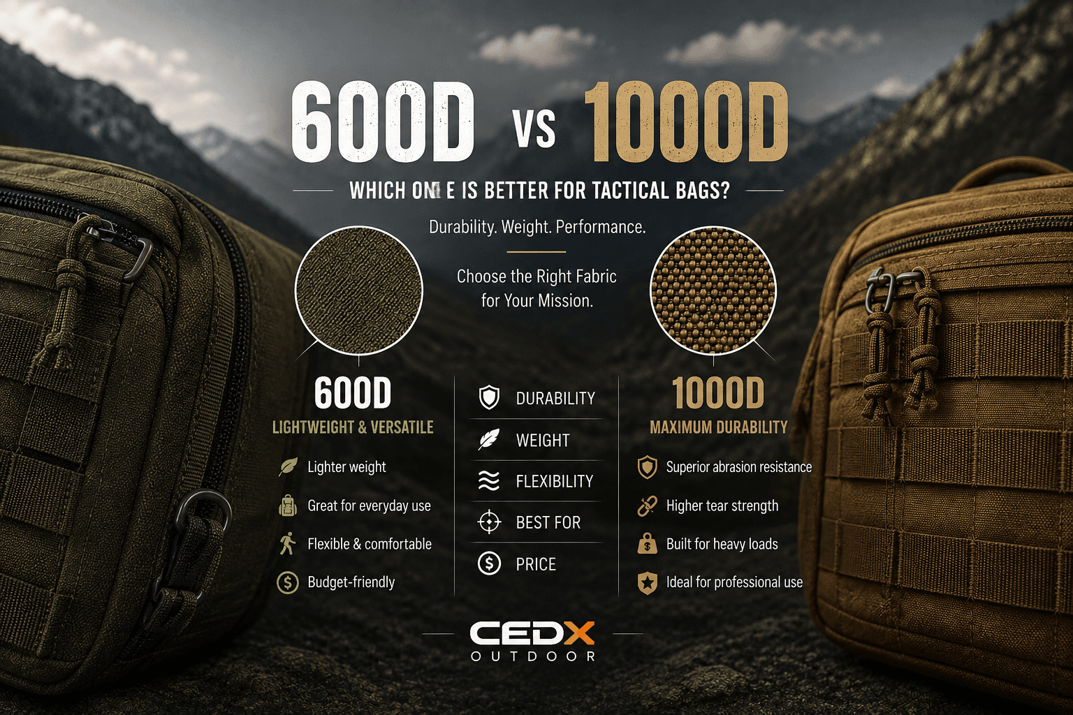 600D vs 1000D Fabric: Which One Is Better for Tactical Bags?